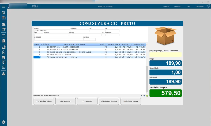 Selfplus: frente de caixa. Registro por código de barras, preço, quantidade e subtotal em destaque para o operador.